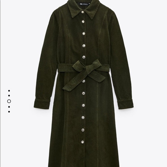 Zara green corduroy dress bloggers favorite - Picture 4 of 7